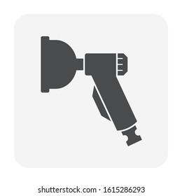 Air gun spraying vector icon. May called air-pressurized spray gun consist of nozzle, paint basin, air compressor. Equipment tool for cleaning air condition, car wash, color paint, watering plant.