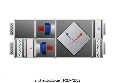 Air Handler With Recuperator Vector Illustration. HVAC Industry.