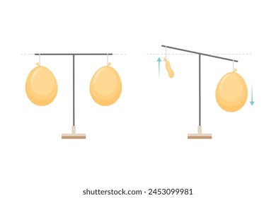 Air Has Weight Experiment Scientific Design. Vector Illustration.