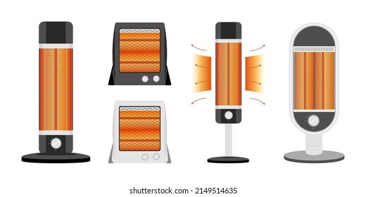 Air heater infrared orange glow Heating ventilation and air conditioning Vector illustration