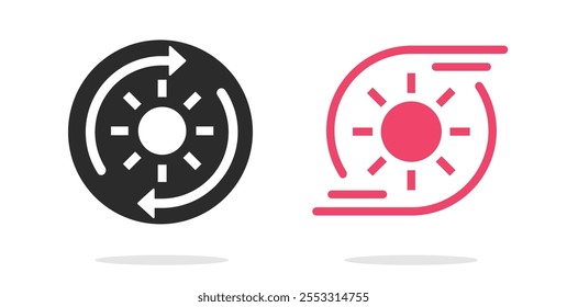 Ícone de ventilador de aquecimento de ar simples vetor gráfico ilustração conjunto, turbo aquecedor ventilação circulação soprar símbolo pictograma de ui, quente quente temperatura fluxo de ar linha traçado imagem clip art