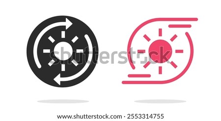 Air heating fan icon simple vector graphic illustration set, turbo heater ventilation circulation blow sign symbol ui pictogram, warmer hot temperature airflow line stroke outline image clip art