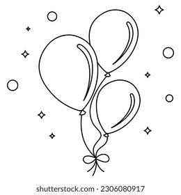 air helium balloons black linear icon. flat vector illustration