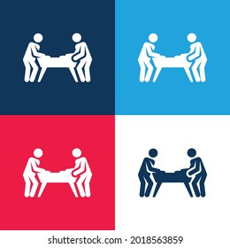 Air Hockey blue and red four color minimal icon set