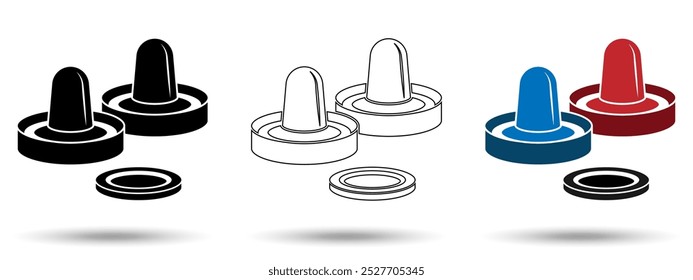 Ícone de hóquei no ar. Ícone de hóquei no ar sobre um fundo branco, isolado. O ícone tem três usos em aplicativos e sites. Ilustração vetorial. Ícone de hóquei no ar sobre um fundo branco.