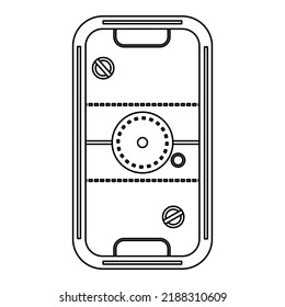 Air hockey table game vector icon illustration outline. Entertainment play fun isolated white background and indoor leisure competition line thin