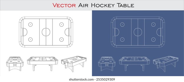 Air Hockey Table Definir projeto de linha de desenho técnico vetor. isolado no fundo transparente