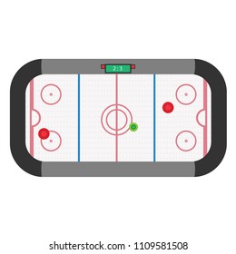 Air hockey table symbol icons isolated flat. Pinball board game machine gambling graphic. Competition vector player arcade box. Sport child amusement entertainment playground illustration.