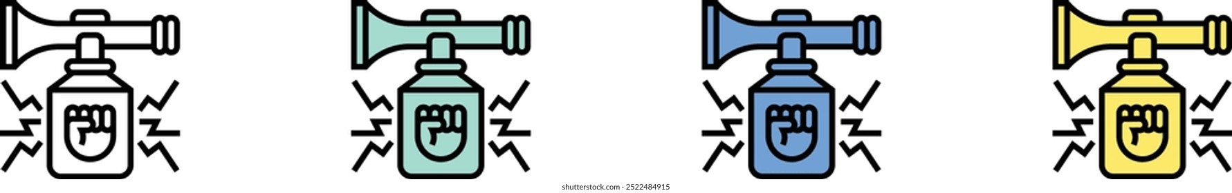 air horn icon. Outline, Green, Blue and Yellow Style Design Isolated On White Background