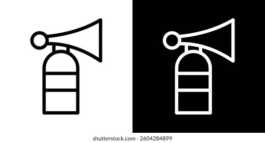 Air horn icons vectors set in stroke line style.