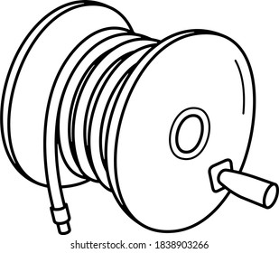 Air Hose Reel. Vector Outline Icon.