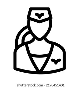 Air Hostess Bold Line Vector Icon Easily Modified

