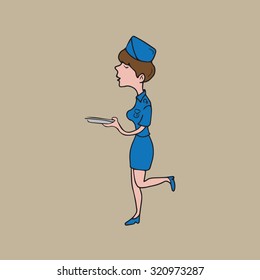 Air hostess cabin attendant in service