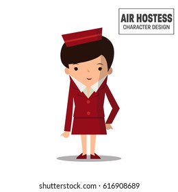 Air hostess character design, Vector illustration