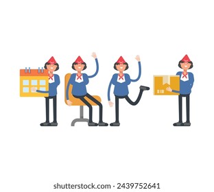 personajes de azafata de aire en diferentes poses conjunto ilustración vectorial