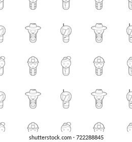 air hostess firefighter farmer and astronaut seamless pattern
