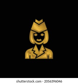 Air Hostess Gold Plated Metalic Icon Or Logo Vector