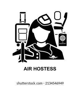 Air Hostess Icon Isolated On White Background Vector Illustration.