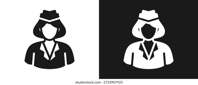 Icono De Azafata De Aire Conjunto De Glifos En Fondo Blanco Y Negro