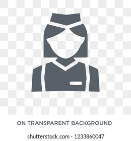 Air hostess icon. Trendy flat vector Air hostess icon on transparent background from Professions collection. 