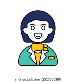 Air Hostess icon with white background vector stock illustration