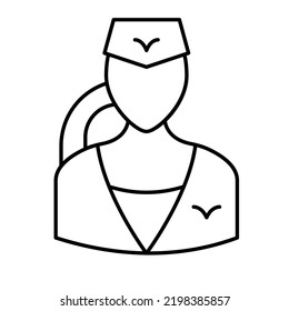 Air Hostess Line Vector Icon Easily Modified

