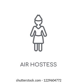 Air hostess linear icon. Modern outline Air hostess logo concept on white background from Professions collection. Suitable for use on web apps, mobile apps and print media.