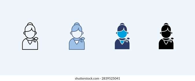 Air Hostess Multiple Icon Illustration Vector
