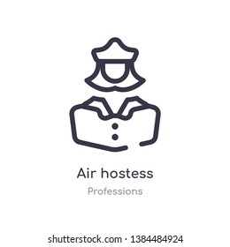 air hostess outline icon. isolated line vector illustration from professions collection. editable thin stroke air hostess icon on white background