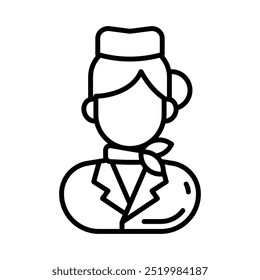 Air Hostess Outline Icon, Vector illustration