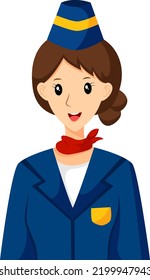 Air Hostess Profession Character Design Illustration