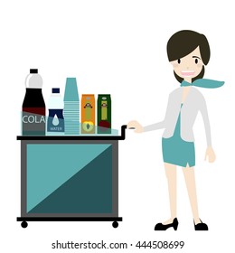 Air hostess serve snack and drinks on Flight vector/ Illustration