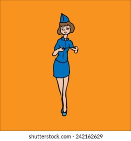 Air hostess service cartoon vector