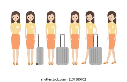 air hostess uniform and luggage