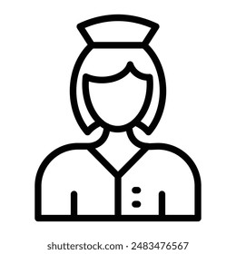 Air Hostess Vector Line Icon Design