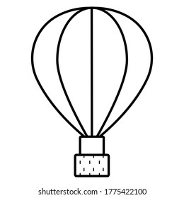Air hot balloon flat line icon