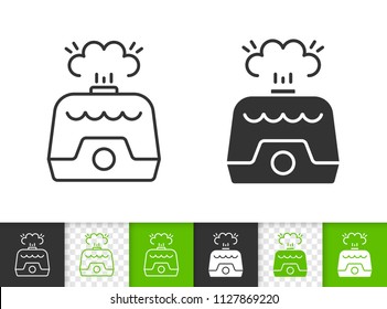 Air humidifier black linear and silhouette icons. Thin line sign of humidification. Humidity outline pictogram isolated on white transparent. Vector Icon shape. Air humidifier simple symbol closeup