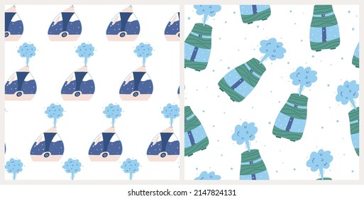Humidificador de aire o depurador de patrones sin soldadura, ilustración vectorial plana sobre fondo blanco. Tecnologías modernas y electrodomésticos para un estilo de vida saludable.