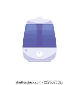 Air humidifier with round button front view flat style, vector illustration isolated on white background. Design element, fresh air and health, comfortable microclimate at home and in office