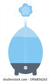 Humidificador de aire, vector. Un dispositivo para humidificar y purificar el aire. Objeto aislado sobre un fondo blanco.
