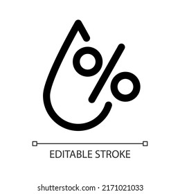 Air humidity white linear ui icon. Water vapour concentration. Moisture percentage. GUI, UX design. Outline isolated user interface element for app and web. Editable stroke. Arial font used