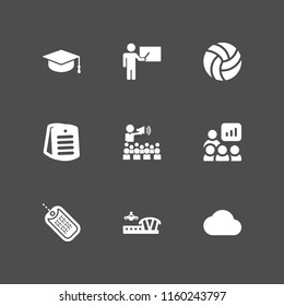 air icon. 9 air set with airplane, graduate cap, cloud and dog tag vector icons for web and mobile app