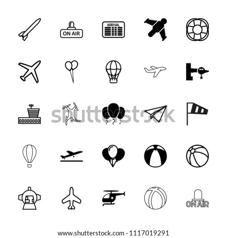 Air icon. collection of 25 air filled and outline icons such as plane taking off, jetway, balloon, medical helicopter, plane, airport. editable air icons for web and mobile.