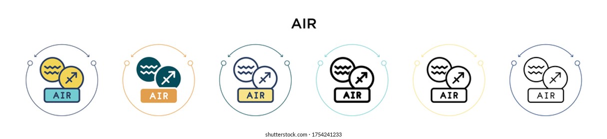 Air icon in filled, thin line, outline and stroke style. Vector illustration of two colored and black air vector icons designs can be used for mobile, ui, web