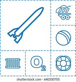 Air icon. set of 6 air outline icons such as ball, fan, cargo trailer, radiator, rocket bomb