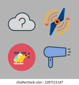 air icon set. vector set about cloud, hairdryer, airscrew and helicopter icons set.