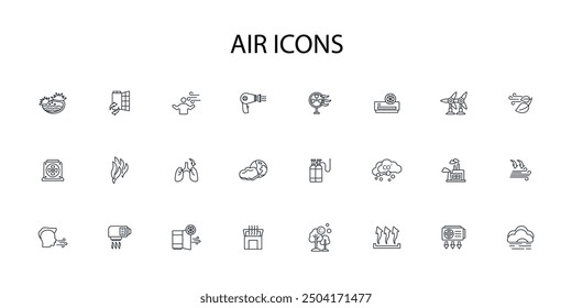 Air icon set.vector.Editable stroke.linear style sign for use web design,logo.Symbol illustration.