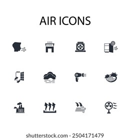 Air icon set.vector.Editable stroke.linear style sign for use web design,logo.Symbol illustration.