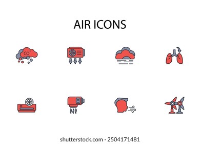 Air icon set.vector.Editable stroke.linear style sign for use web design,logo.Symbol illustration.