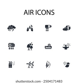 Air icon set.vector.Editable stroke.linear style sign for use web design,logo.Symbol illustration.